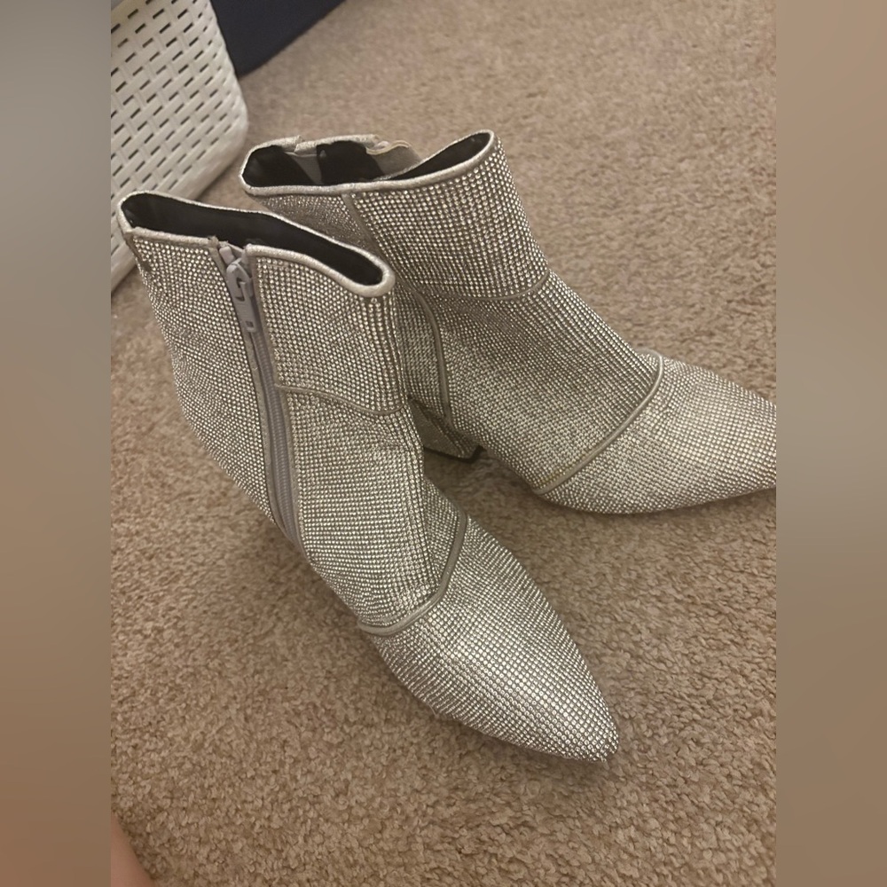 a new day Silver Crystal Pointed Ankle Booties